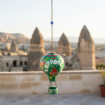 Hand Painted Ceramic Cappadocia Hot Air Balloon Ornament Forest Green XL 10cm Traditional Turkish Tile Art Hanging Decor - Image 2