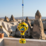 Hand Painted Ceramic Cappadocia Hot Air Balloon Ornament Yellow L 7cm Traditional Turkish Tile Art Hanging Decor - Image 2