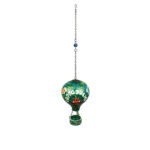Hand Painted Ceramic Cappadocia Hot Air Balloon Ornament Emerald Green XL 10cm Traditional Turkish Tile Art Hanging Decor