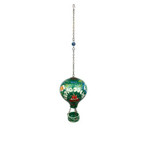 Hand Painted Ceramic Cappadocia Hot Air Balloon Ornament Emerald Green XL 10cm Traditional Turkish Tile Art Hanging Decor