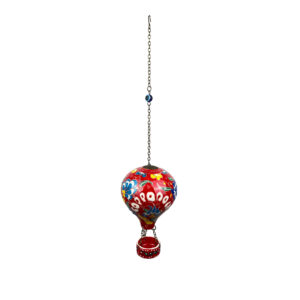 Hand Painted Ceramic Cappadocia Hot Air Balloon Ornament Red XL 10cm Traditional Turkish Tile Art Hanging Decor