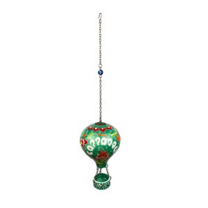 Hand Painted Ceramic Cappadocia Hot Air Balloon Ornament Forest Green XL 10cm Traditional Turkish Tile Art Hanging Decor