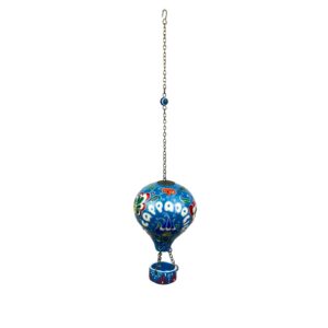 Hand Painted Ceramic Cappadocia Hot Air Balloon Ornament Blue XL 10cm Traditional Turkish Tile Art Hanging Decor
