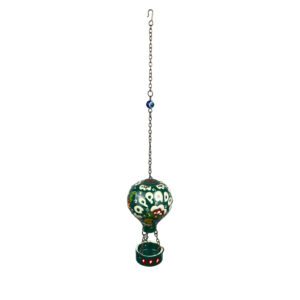 Hand Painted Ceramic Cappadocia Hot Air Balloon Ornament Emerald Green L 7cm Traditional Turkish Tile Art Hanging Decor
