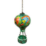Hand Painted Ceramic Cappadocia Hot Air Balloon Ornament Forest Green L 7cm Traditional Turkish Tile Art Hanging Decor - Image 5