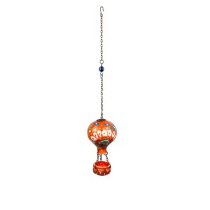 Hand Painted Ceramic Cappadocia Hot Air Balloon Ornament Orange L 7cm Traditional Turkish Tile Art Hanging Decor