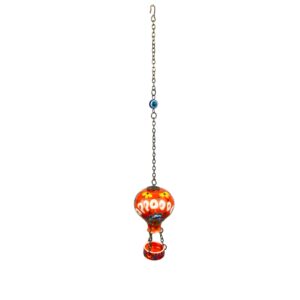Hand Painted Ceramic Cappadocia Hot Air Balloon Ornament Orange M 5cm Traditional Turkish Tile Art Hanging Decor