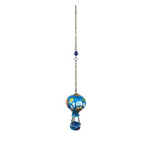 Hand Painted Ceramic Cappadocia Hot Air Balloon Ornament Blue M 5cm Traditional Turkish Tile Art Hanging Decor
