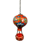 Hand Painted Ceramic Cappadocia Hot Air Balloon Ornament Orange L 7cm Traditional Turkish Tile Art Hanging Decor - Image 5