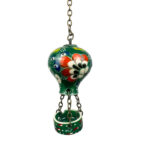 Hand Painted Ceramic Cappadocia Hot Air Balloon Ornament Emerald Green S 3cm Traditional Turkish Tile Art Hanging Decor - Image 5