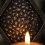 Hand Forged Iron Wall Sconce Candle Holder 41cm Antique Patina Geometric Diamond Decor - Image 5