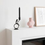 Hand Forged Iron Abstract Figure Candle Holder 19cm Antique Patina Minimalist Hoop Design - Image 5