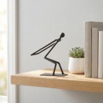 Hand Forged Iron Figure Bottle Holder 20cm Antique Patina Modern Home Bar Decor - Image 5