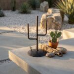 Hand Forged Wrought Iron Cactus Sculpture 27cm Industrial Desert Decor - Image 3