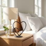 Hand Forged Iron Double Heart Sculpture 22cm Antique Patina Romantic Decorative Object - Image 2