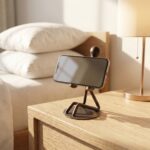 Hand Forged Iron Figure Phone Holder 15cm Antique Patina Modern Desk Accessory - Image 2
