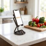 Hand Forged Iron Figure Phone Holder 15cm Antique Patina Modern Desk Accessory - Image 4