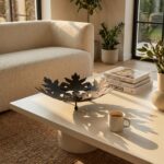 Hand Forged Iron Sycamore Leaf Decorative Bowl 39cm Antique Patina Centerpiece Tray - Image 2