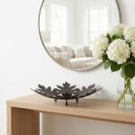 Hand Forged Iron Sycamore Leaf Decorative Bowl 39cm Antique Patina Centerpiece Tray - Image 3