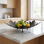 Hand Forged Iron Sycamore Leaf Decorative Bowl 39cm Antique Patina Centerpiece Tray - Image 5