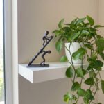 Hand Forged Iron Teamwork Sculpture 16cm Climbing Figures Antique Patina Modern Home Decor - Image 3