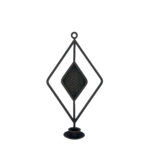 Hand Forged Iron Wall Sconce Candle Holder 41cm Antique Patina Geometric Diamond Decor