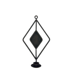 Hand Forged Iron Wall Sconce Candle Holder 41cm Antique Patina Geometric Diamond Decor