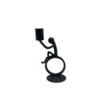 Hand Forged Iron Abstract Figure Candle Holder 19cm Antique Patina Minimalist Hoop Design - Image 8