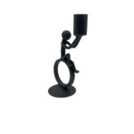 Hand Forged Iron Abstract Figure Candle Holder 19cm Antique Patina Minimalist Hoop Design - Image 6