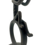 Hand Forged Iron Abstract Figure Candle Holder 19cm Antique Patina Minimalist Hoop Design - Image 4