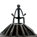 Hand Forged Iron Campfire Figure Tealight Candle Holder 20cm Antique Patina Cozy Home Decor - Image 9