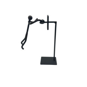 Hand Forged Iron Basketball Player Figure 27cm Antique Patina Modern Sports Decor