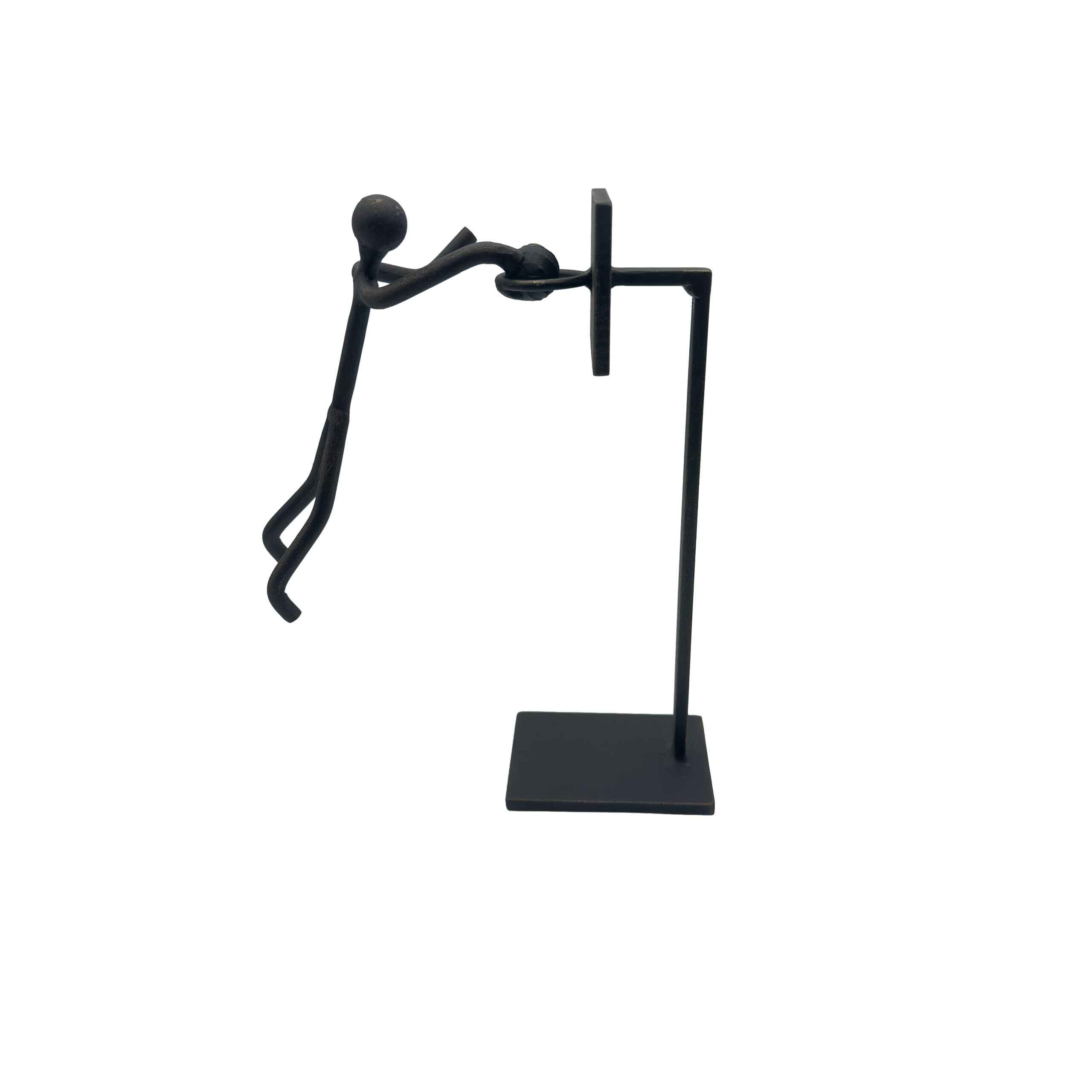 8693332221213_3 Hand Forged Iron Basketball Player Figure 27cm Antique Patina Modern Sports Decor - Image 1