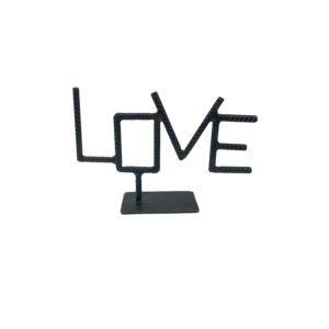 Hand Forged Iron LOVE Sign Decorative Object 23cm Antique Patina Modern Romantic Decor