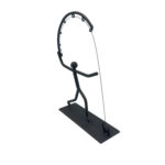 Hand Forged Iron Fisherman Figure 28cm Antique Patina Modern Dynamic Decor - Image 6