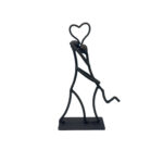 Hand Forged Iron Hugging Couple Sculpture 29cm Antique Patina Dynamic Romantic Decor