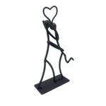 Hand Forged Iron Hugging Couple Sculpture 29cm Antique Patina Dynamic Romantic Decor - Image 6