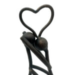 Hand Forged Iron Hugging Couple Sculpture 29cm Antique Patina Dynamic Romantic Decor - Image 3