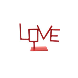 Hand Forged Iron LOVE Sign Red Decorative Object 23cm Modern Romantic Decor