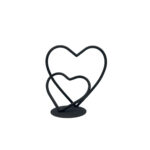 Hand Forged Iron Double Heart Sculpture 22cm Antique Patina Romantic Decorative Object