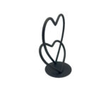 Hand Forged Iron Double Heart Sculpture 22cm Antique Patina Romantic Decorative Object - Image 6