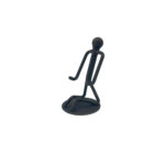 Hand Forged Iron Figure Phone Holder 15cm Antique Patina Modern Desk Accessory - Image 5