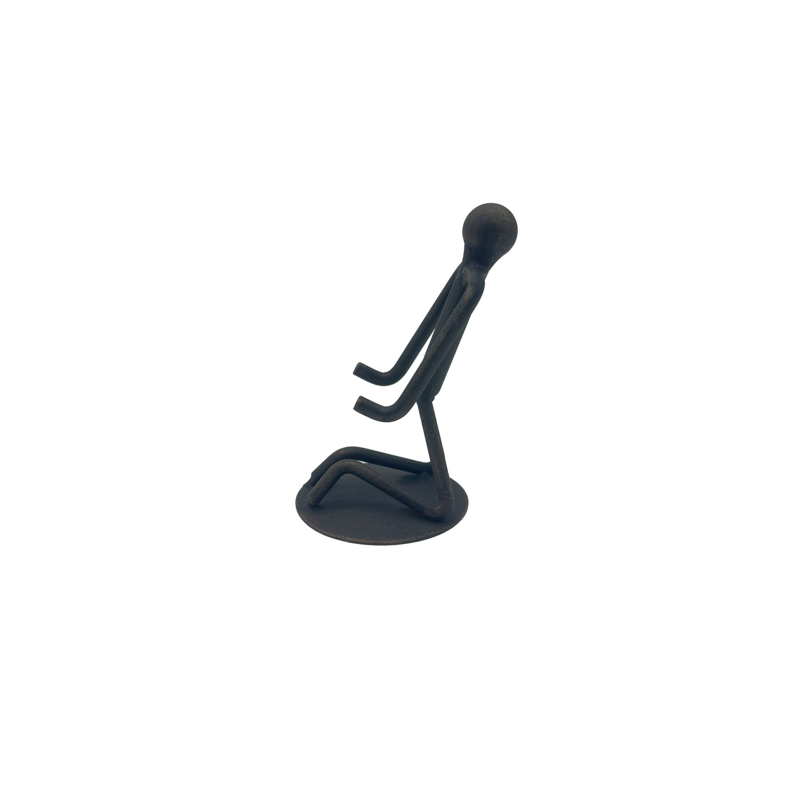 8693332221223_3 Hand Forged Iron Figure Phone Holder 15cm Antique Patina Modern Desk Accessory - Image 1
