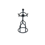 Hand Forged Iron Two Figure Wine Bottle Holder 24cm Antique Patina Modern Bar Decor - Image 8