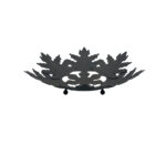 Hand Forged Iron Sycamore Leaf Decorative Bowl 39cm Antique Patina Centerpiece Tray