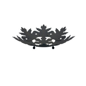 Hand Forged Iron Sycamore Leaf Decorative Bowl 39cm Antique Patina Centerpiece Tray