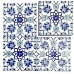 EDC-10 Classic Cobalt Blue and Turquoise Floral 20x20 Ceramic Wall Tile