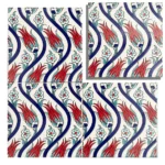 EDC-20 Traditional Cobalt Blue Branch and Red Tulip 20x20 Ceramic Wall Tile