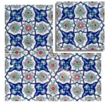 EDC-27 Traditional Cobalt Blue Turquoise and Red Floral 20x20 Ceramic Wall Tile