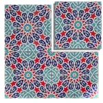 EDC-28 Traditional Red and Turquoise Geometric 20x20 Ceramic Wall Tile